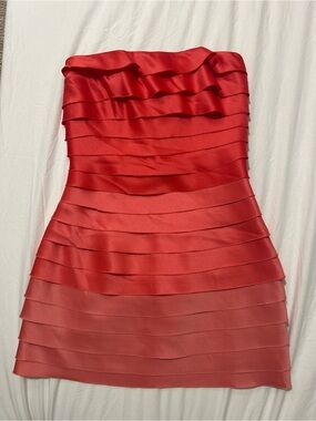 Strapless Red Tiered Bandage Dress